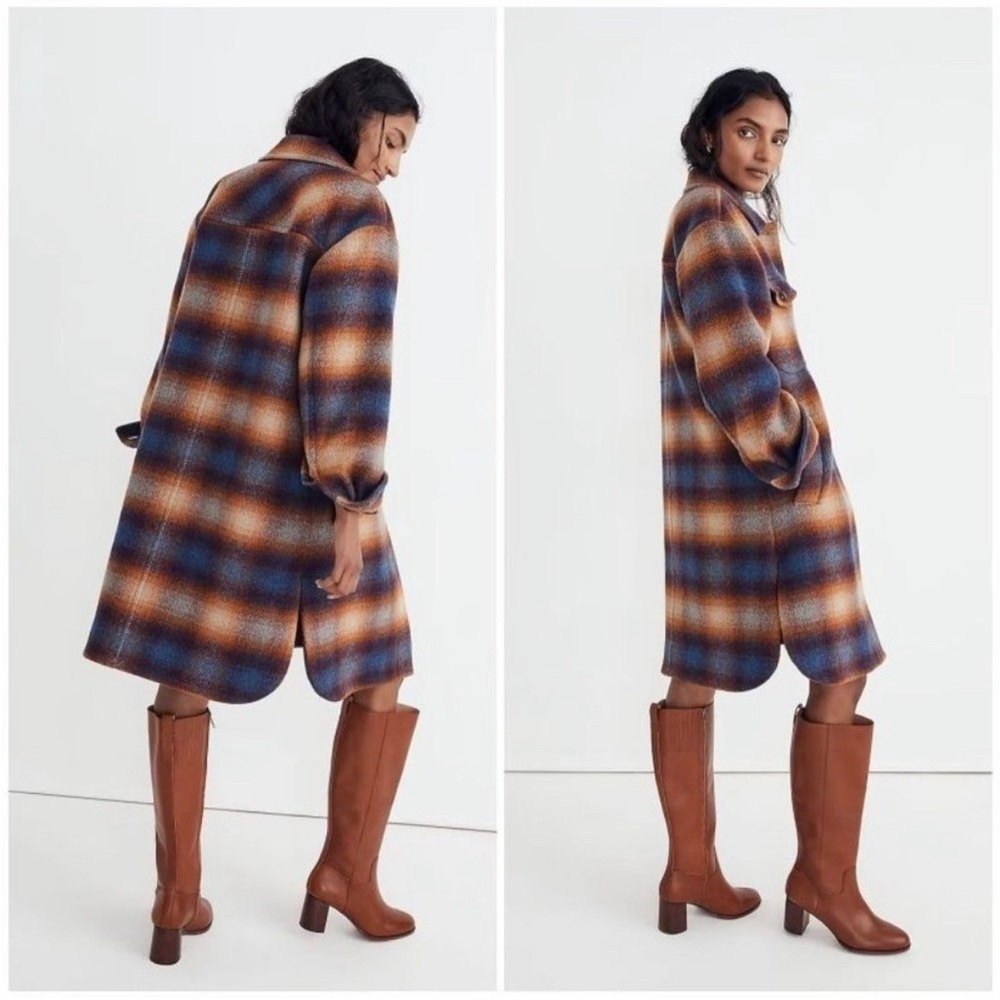 Madewell Delmont Long Shirt-Jacket in Ombré plaid